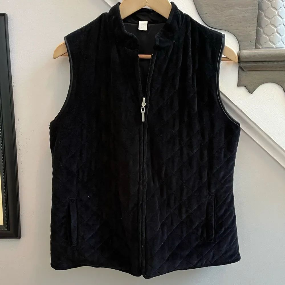 Reversible Black Velvet Quilted or Satin Vest sz M
